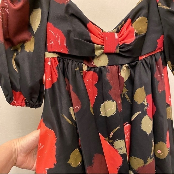 Kate Spade NWT New York Just Rosy Beau Dress Short Babydoll Black Floral Size 6 - Picture 11 of 15